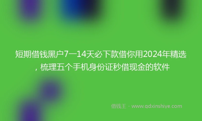短期借钱黑户7一14天必下款借你用2024年精选，梳理五个手机身份证秒借现金的软件