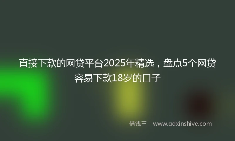 直接下款的网贷平台2025年精选，盘点5个网贷容易下款18岁的口子