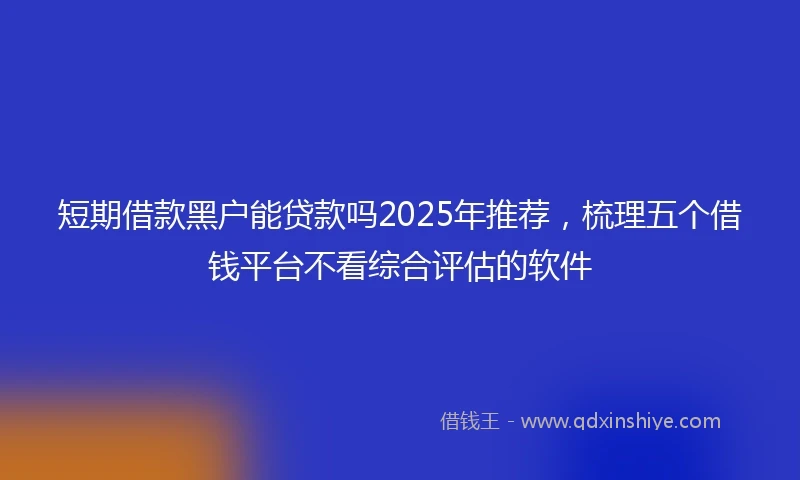 短期借款黑户能贷款吗2025年推荐，梳理五个借钱平台不看综合评估的软件