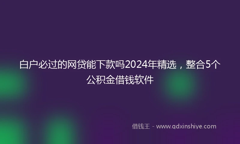 白户必过的网贷能下款吗2024年精选，整合5个公积金借钱软件