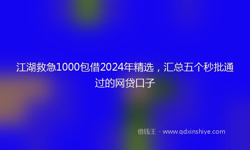 江湖救急1000包借2024年精选，汇总五个秒批通过的网贷口子