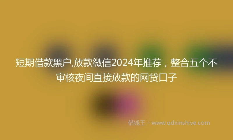 短期借款黑户,放款微信2024年推荐，整合五个不审核夜间直接放款的网贷口子