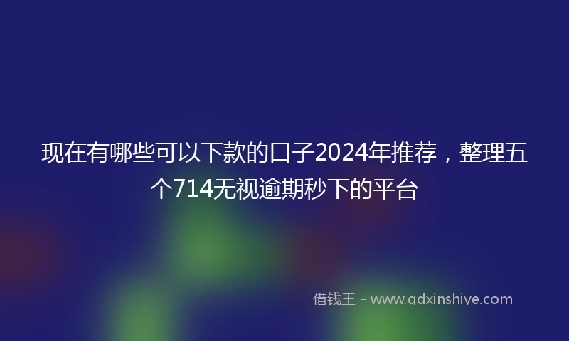 现在有哪些可以下款的口子2024年推荐，整理五个714无视逾期秒下的平台