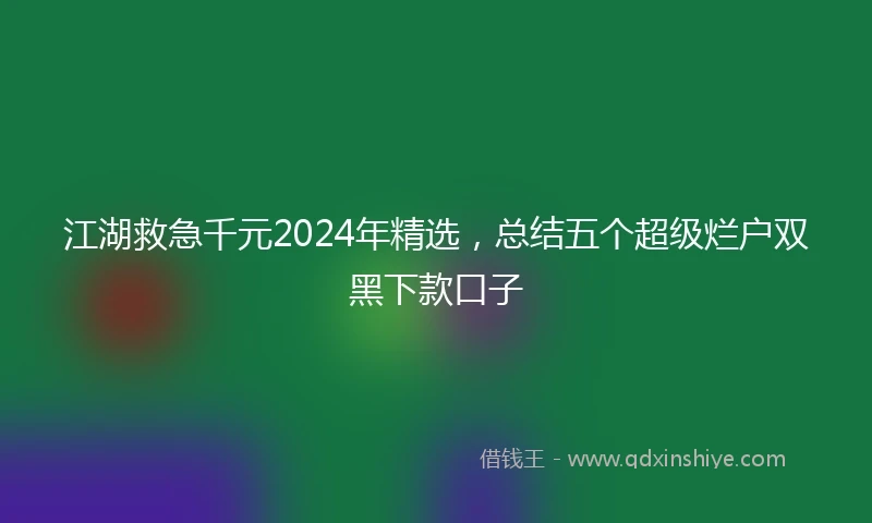 江湖救急千元2024年精选，总结五个超级烂户双黑下款口子