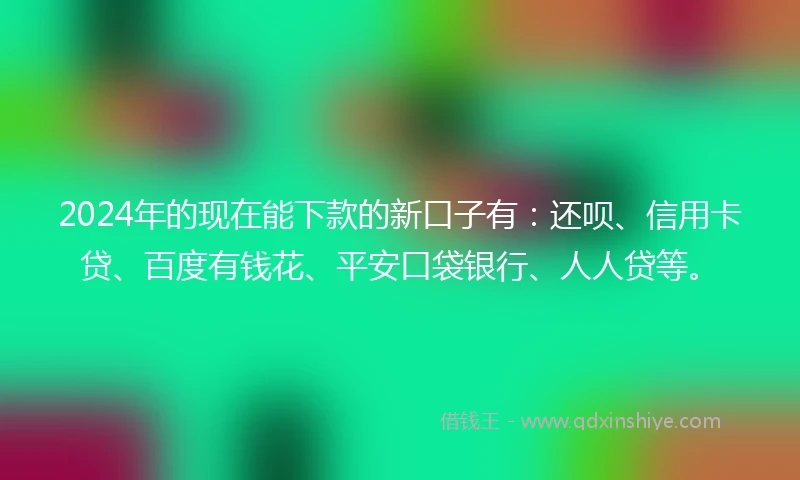 2024年的现在能下款的新口子有：还呗、信用卡贷、百度有钱花、平安口袋银行、人人贷等。