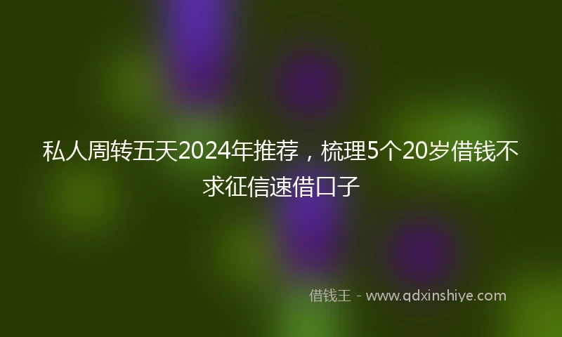私人周转五天2024年推荐，梳理5个20岁借钱不求征信速借口子