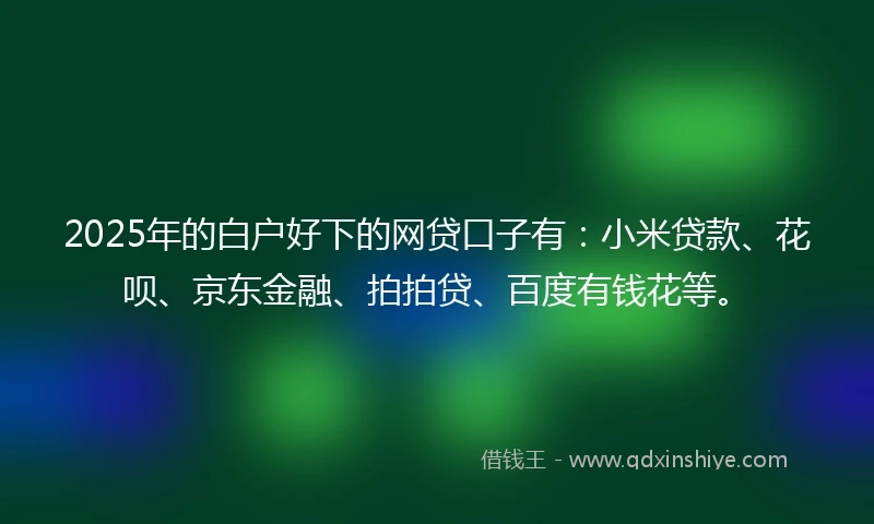 2025年的白户好下的网贷口子有：小米贷款、花呗、京东金融、拍拍贷、百度有钱花等。
