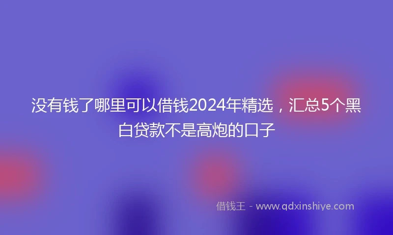 没有钱了哪里可以借钱2024年精选，汇总5个黑白贷款不是高炮的口子