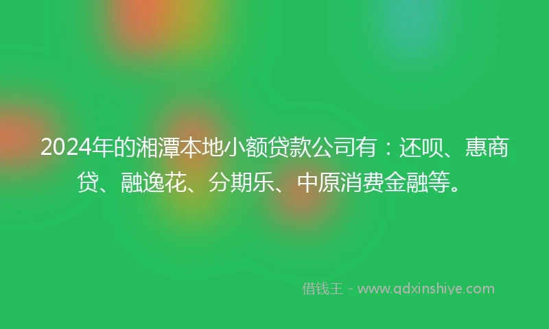 2024年的湘潭本地小额贷款公司有：还呗、惠商贷、融逸花、分期乐、中原消费金融等。