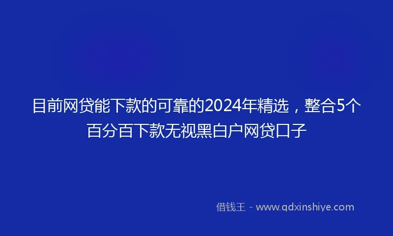 目前网贷能下款的可靠的2024年精选，整合5个百分百下款无视黑白户网贷口子