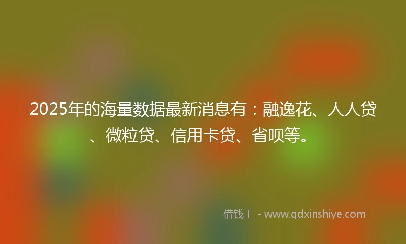 2025年的海量数据最新消息有：融逸花、人人贷、微粒贷、信用卡贷、省呗等。