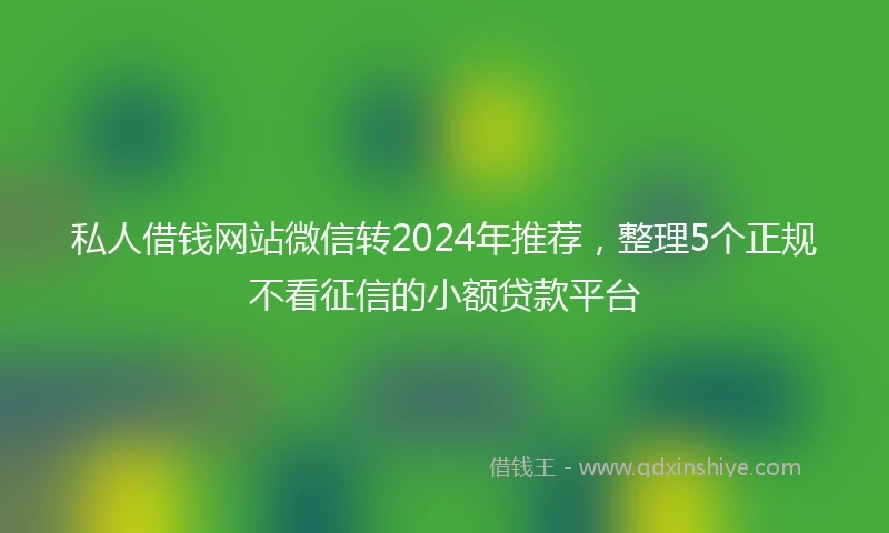 私人借钱网站微信转2024年推荐，整理5个正规不看征信的小额贷款平台