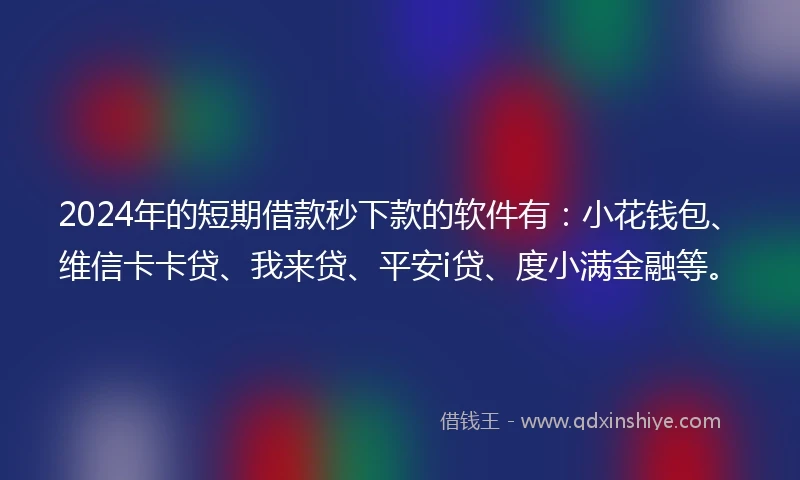 2024年的短期借款秒下款的软件有：小花钱包、维信卡卡贷、我来贷、平安i贷、度小满金融等。
