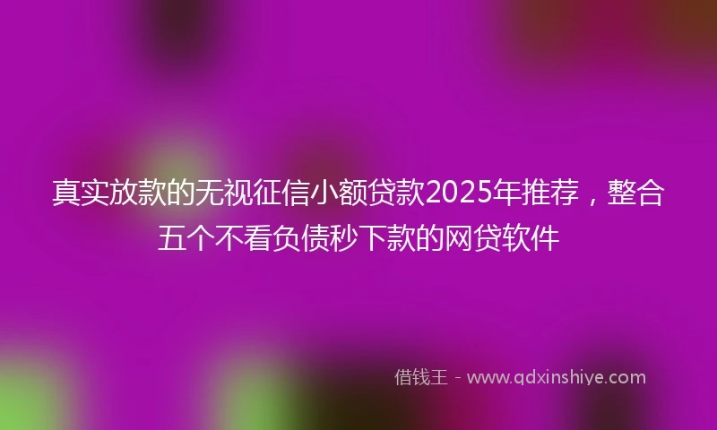 真实放款的无视征信小额贷款2025年推荐，整合五个不看负债秒下款的网贷软件