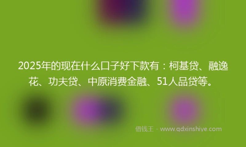 2025年的现在什么口子好下款有：柯基贷、融逸花、功夫贷、中原消费金融、51人品贷等。