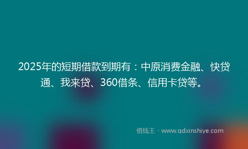 2025年的短期借款到期有：中原消费金融、快贷通、我来贷、360借条、信用卡贷等。