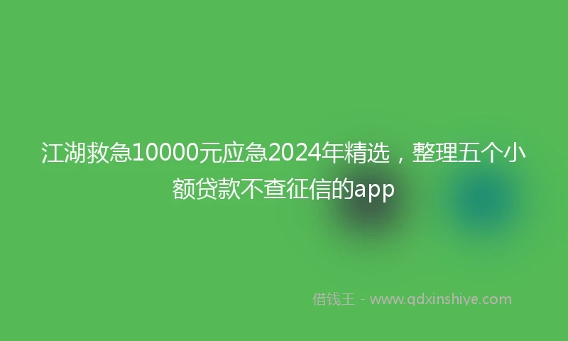 江湖救急10000元应急2024年精选，整理五个小额贷款不查征信的app