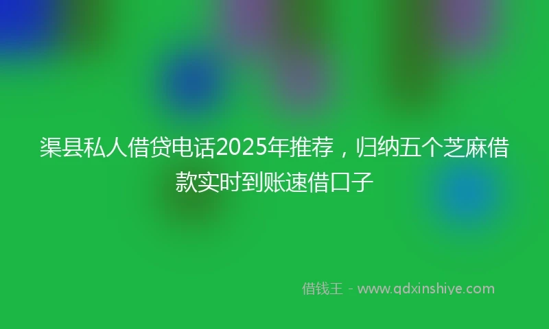 渠县私人借贷电话2025年推荐，归纳五个芝麻借款实时到账速借口子