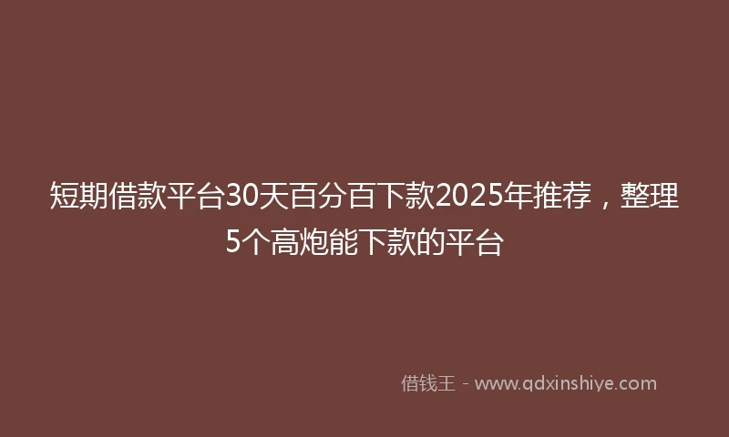 短期借款平台30天百分百下款2025年推荐，整理5个高炮能下款的平台