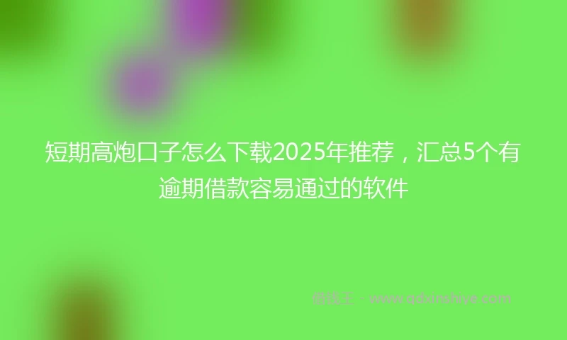 短期高炮口子怎么下载2025年推荐，汇总5个有逾期借款容易通过的软件