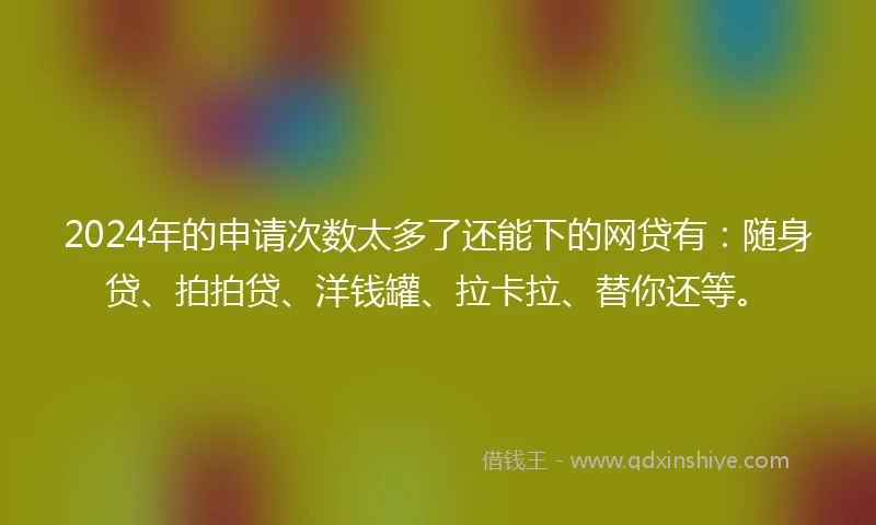 2024年的申请次数太多了还能下的网贷有：随身贷、拍拍贷、洋钱罐、拉卡拉、替你还等。