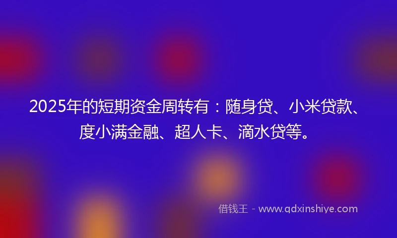 2025年的短期资金周转有：随身贷、小米贷款、度小满金融、超人卡、滴水贷等。