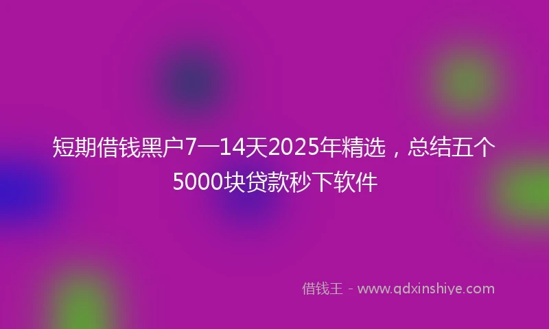 短期借钱黑户7一14天2025年精选，总结五个5000块贷款秒下软件