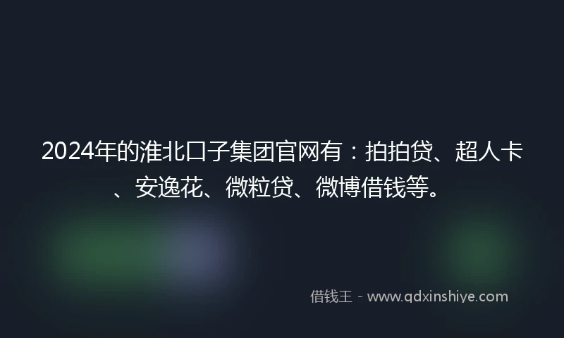 2024年的淮北口子集团官网有：拍拍贷、超人卡、安逸花、微粒贷、微博借钱等。