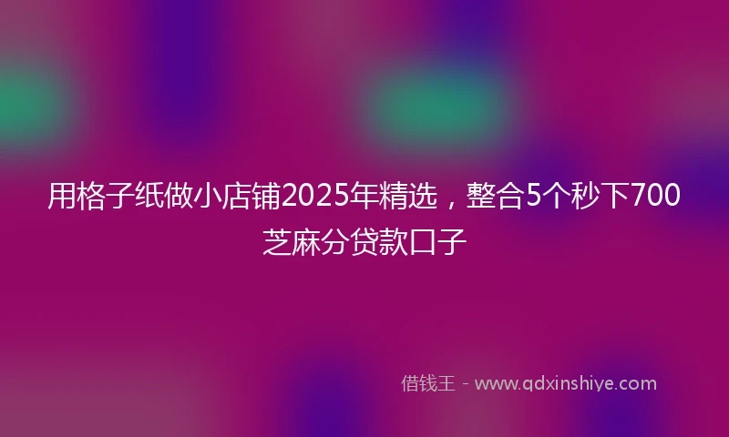用格子纸做小店铺2025年精选，整合5个秒下700芝麻分贷款口子