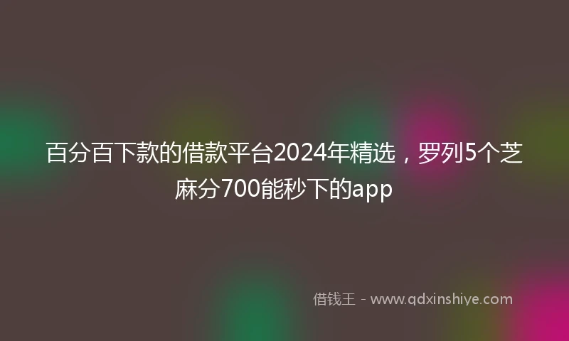百分百下款的借款平台2024年精选，罗列5个芝麻分700能秒下的app