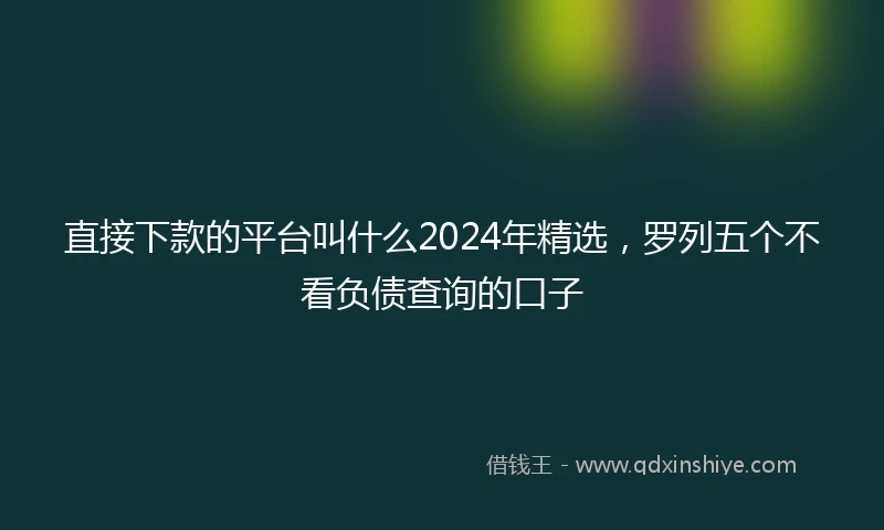 直接下款的平台叫什么2024年精选，罗列五个不看负债查询的口子