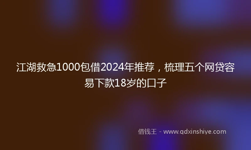江湖救急1000包借2024年推荐，梳理五个网贷容易下款18岁的口子