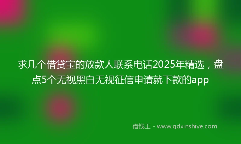 求几个借贷宝的放款人联系电话2025年精选，盘点5个无视黑白无视征信申请就下款的app