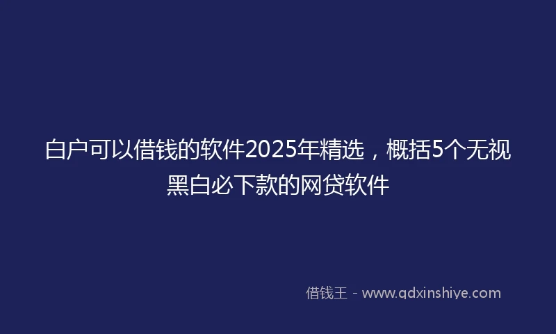 白户可以借钱的软件2025年精选，概括5个无视黑白必下款的网贷软件