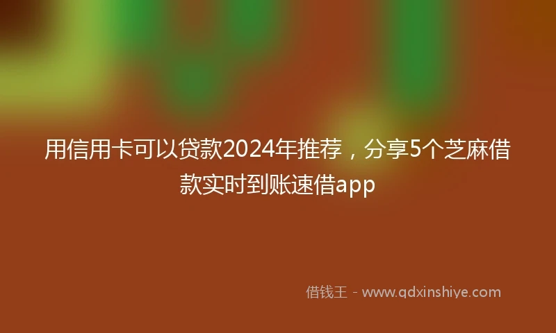 用信用卡可以贷款2024年推荐，分享5个芝麻借款实时到账速借app