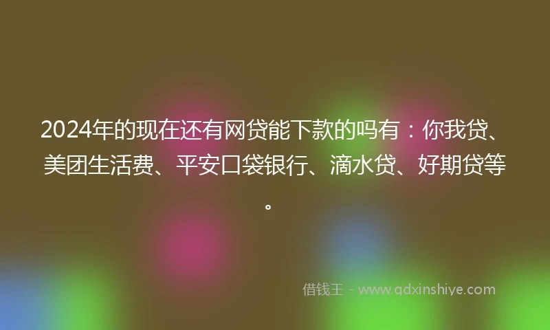 2024年的现在还有网贷能下款的吗有：你我贷、美团生活费、平安口袋银行、滴水贷、好期贷等。