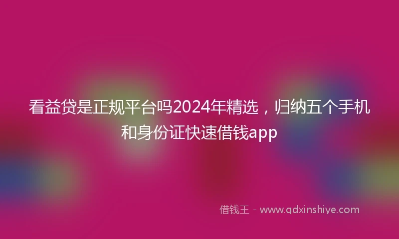 看益贷是正规平台吗2024年精选，归纳五个手机和身份证快速借钱app
