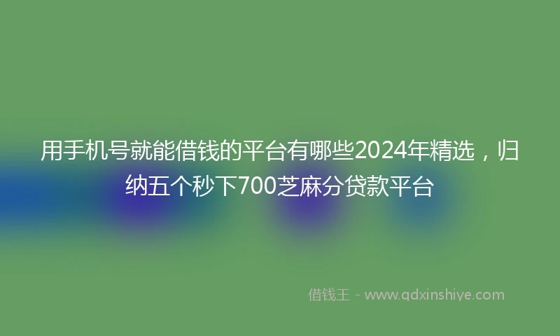 用手机号就能借钱的平台有哪些2024年精选，归纳五个秒下700芝麻分贷款平台