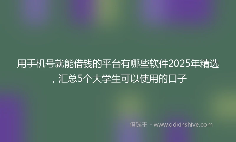 用手机号就能借钱的平台有哪些软件2025年精选，汇总5个大学生可以使用的口子