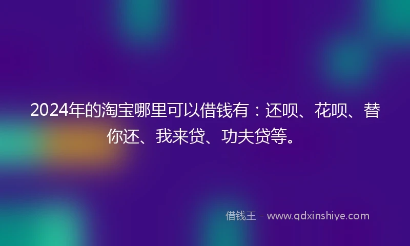 2024年的淘宝哪里可以借钱有：还呗、花呗、替你还、我来贷、功夫贷等。