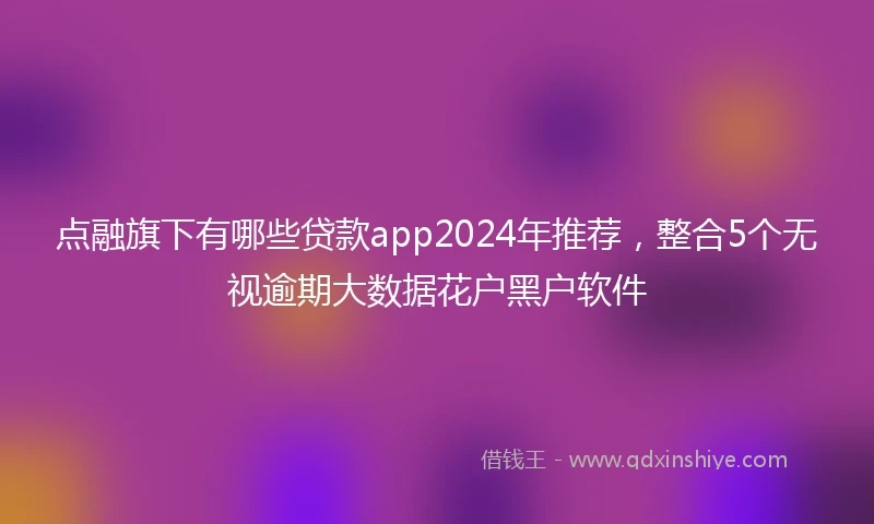 点融旗下有哪些贷款app2024年推荐,整合5个无视逾期大数据花户黑户软件