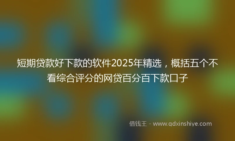 短期贷款好下款的软件2025年精选，概括五个不看综合评分的网贷百分百下款口子