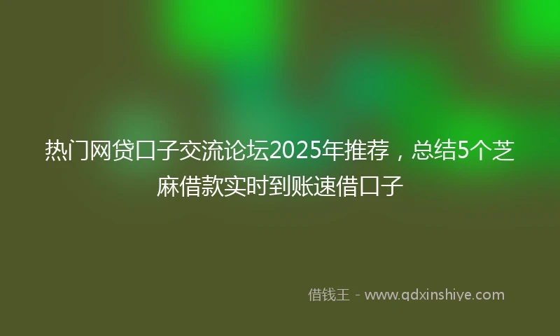热门网贷口子交流论坛2025年推荐，总结5个芝麻借款实时到账速借口子