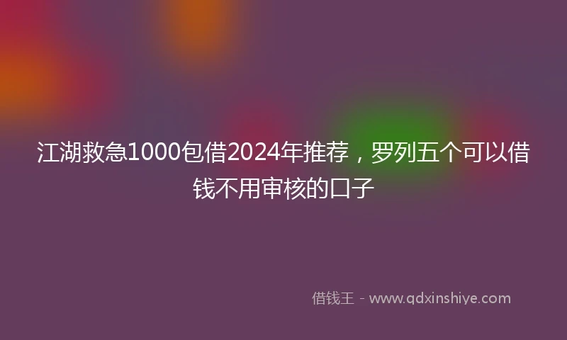 江湖救急1000包借2024年推荐，罗列五个可以借钱不用审核的口子