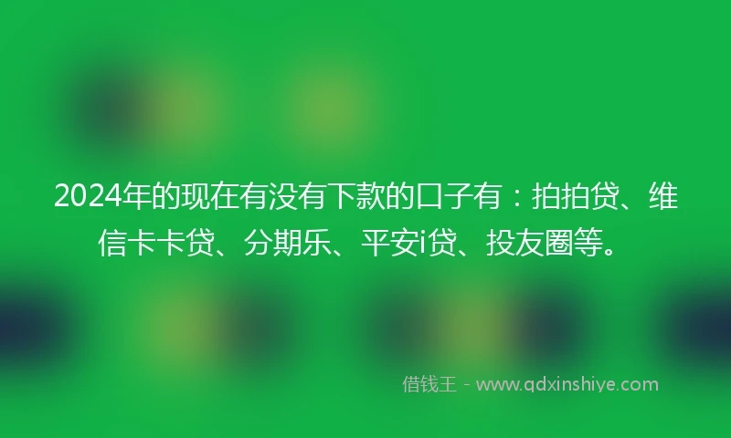 2024年的现在有没有下款的口子有：拍拍贷、维信卡卡贷、分期乐、平安i贷、投友圈等。