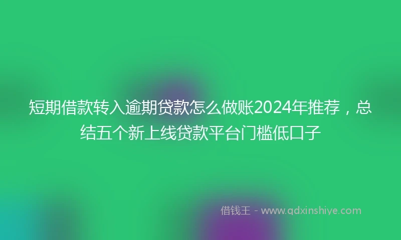 短期借款转入逾期贷款怎么做账2024年推荐，总结五个新上线贷款平台门槛低口子