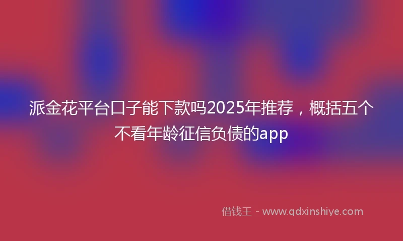 派金花平台口子能下款吗2025年推荐，概括五个不看年龄征信负债的app
