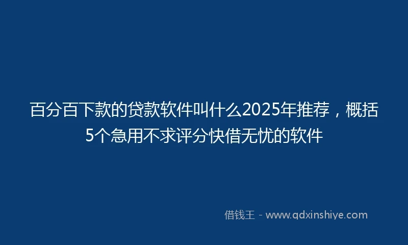 百分百下款的贷款软件叫什么2025年推荐，概括5个急用不求评分快借无忧的软件