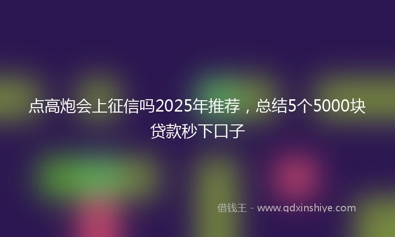 点高炮会上征信吗2025年推荐，总结5个5000块贷款秒下口子