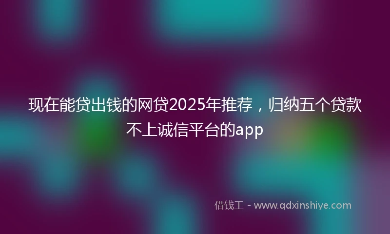 现在能贷出钱的网贷2025年推荐，归纳五个贷款不上诚信平台的app